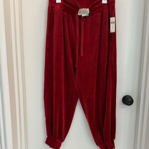 Red Velour Jogger Pants
